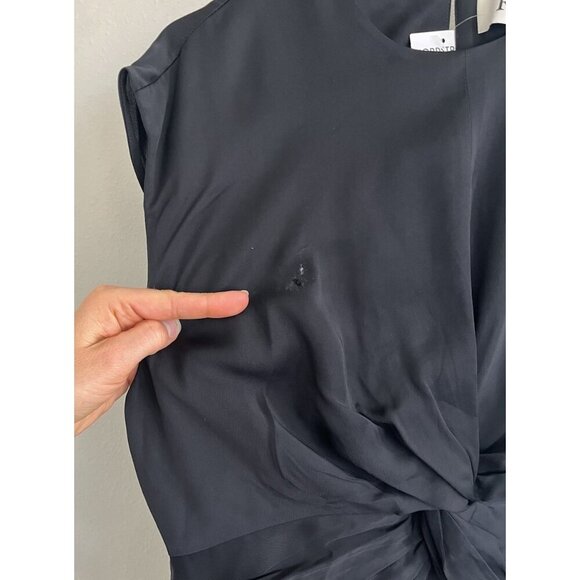 ROHE Draped Column black Maxi Dress 38 US 6 Women’s Long Midi Short Sleeve Flaw - Picture 6 of 10